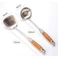 thumbnail image 2 of ABCISI Premium Wok Utensil Set, 304 Stainless Steel  Wok Spatula & Ladle with Heatproof Pear Wood Handles. Suitable for home use, hotel, restaurant. 2-Pieces Wok Tools 13.7-15Inch, 2 of 13