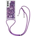 thumbnail image 4 of Long Crossbody Lanyard Clear Case for Samsung Galaxy S23+ Plus with Adjustable Neck Strap, Glitter Sparkly Bling Quicksand Phone Cover Cases for Samsung Galaxy S23 Plus Rose Gold QKG Purple, 4 of 14