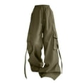 thumbnail image 4 of Outfmvch Jogging Pants for Women Cargo Work Pants Womens Wide Leg Pants Workout Pants Parachute Pants Baggy Joggers Cargo Shorts Women Green 4XL, 4 of 4