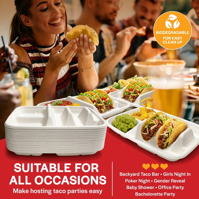 6 Pack Taco Houder - Taco Houders, RVS met een gratis recept Idee Brochure - Taco Stand - Taco Borden - Houdt 3 Tacos - Vaatwasser, Oven en Grill Veilig (6 Pack met handgrepen