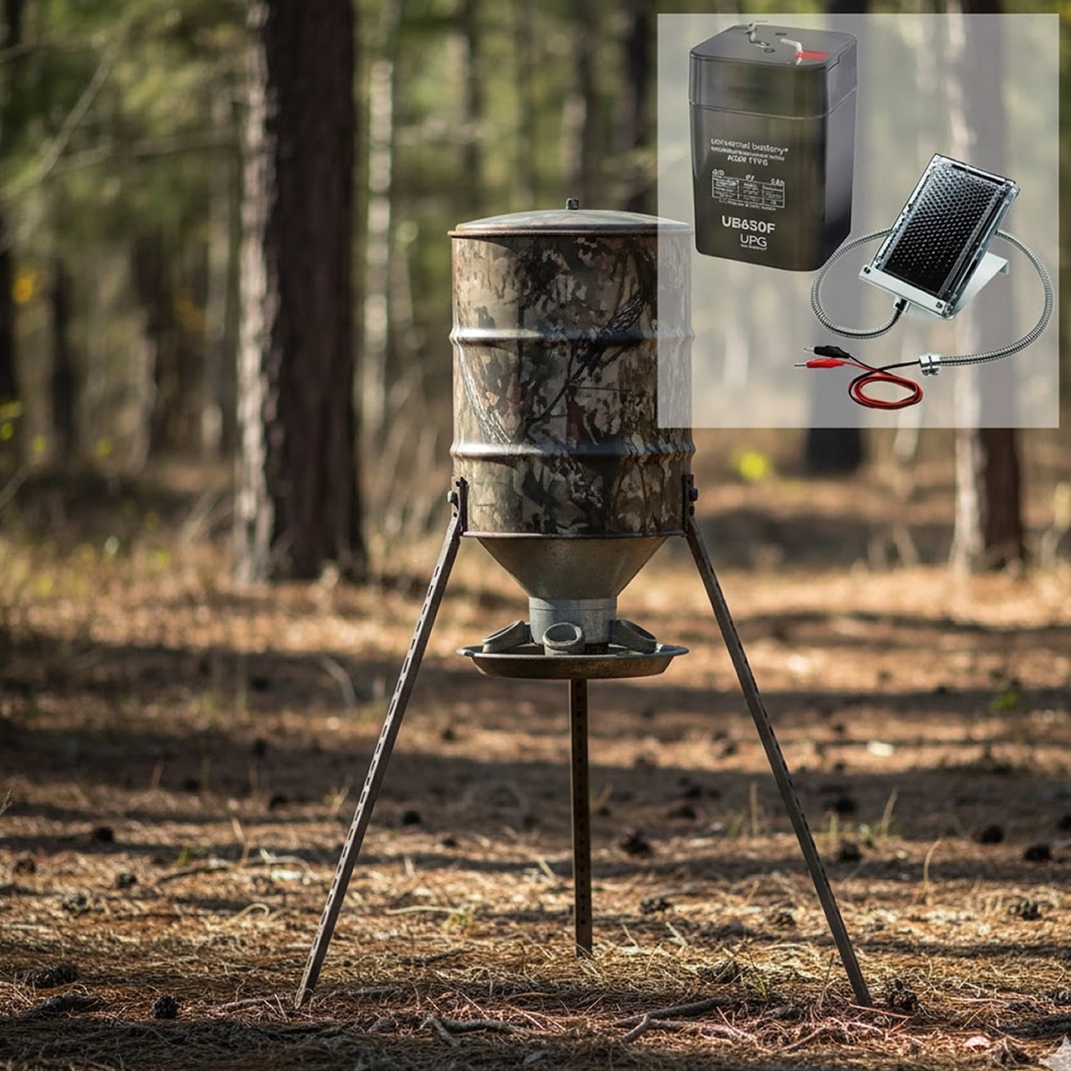Deer Feeder Solar Panel + 5Ah AGM Battery Game Feeder Power Bundle w/ Mount Bracket by UPG