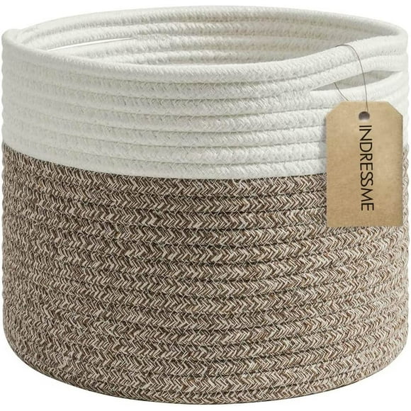 Small Basket - Cotton Rope Basket Woven Basket for Keys, Sunglasses Toy Basket Wallet by Front Door Small Storage Bin for Remote Controls on Nightstand Fruit Basket in Kitchen, 9.4"D 7.1"H