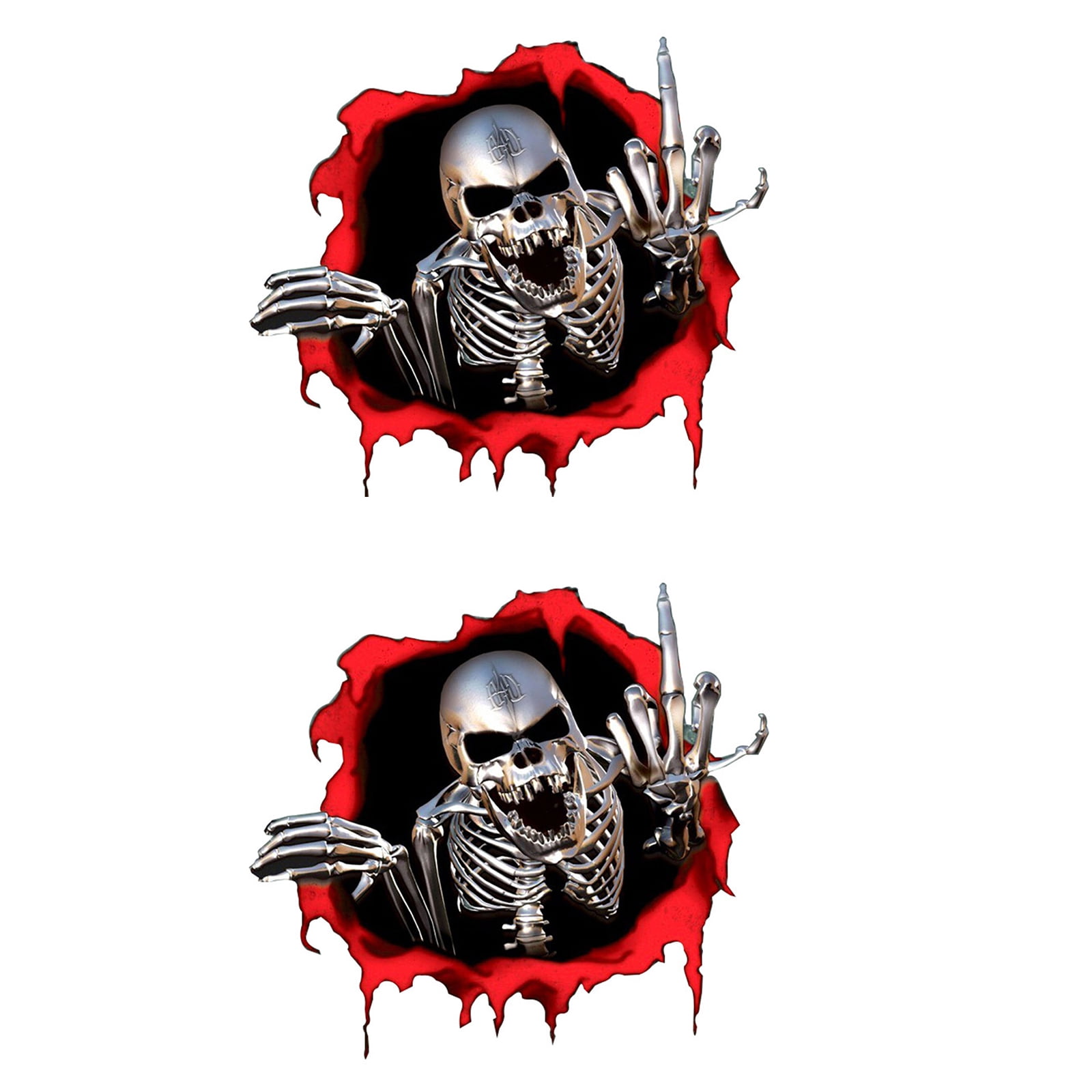 JUNTEX Car Stickers Decor Motorcycle Decals Skeleton Skull In The Bullet  Hole Decorative Accessory Creative Waterproof 15x14cm 