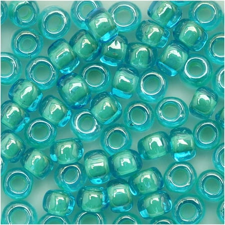 - Toho Round Seed Beads 6/0 #954 'Aqua/Lt Jonquil Lined' 8 Gram Tube