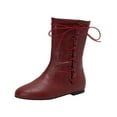 thumbnail image 2 of Bnwani Women Low Heel Boots Shoe Fall Winter Fashion Toe Mid-Heel Ankle Versatile Comfortable Casual Western Boot Red Size 9.5, 2 of 7