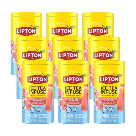 Lipton Ice Tea Infuse Hibiscus Raspberry Citrus Cold Brew Tea Bags, 10 ct (Pack of 9), 90 Total Bags