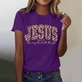 thumbnail image 2 of Trendfront Womens Jesus T Shirt Leopard Print Cheetah Print Lettering Faith Quote Short Sleeve Christian Graphic Tees, 2 of 4
