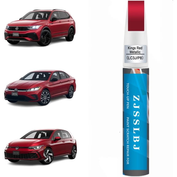 LC3J/P8 Kings Red Metallic Touch Up Paint Compatible with Volkswagen Exact Match 2 in 1 Touch up Paint for Chips and Nicks Repair