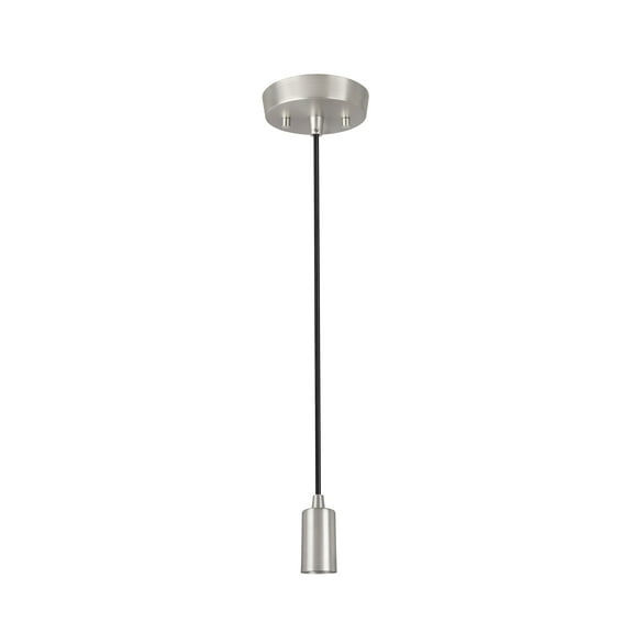 Aspen Creative 21046, One-Light Hanging Socket Pendant Fixture with Matte Satin Nickel Socket and 5 feet of Black Cord