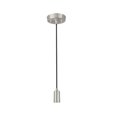

Aspen Creative 21046 One-Light Hanging Socket Pendant Fixture with Matte Satin Nickel Socket and 5 feet of Black Cord