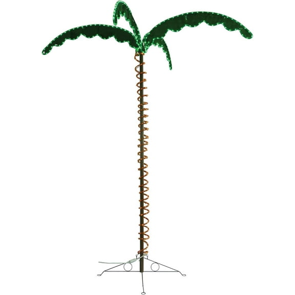 Trailer Life Light Up Palm Tree | Indoor Outdoor LED Decor | 7ft Tall x 5'9" Wide | Preassembled PVC Leaves & Coiled Rope Light