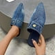 thumbnail image 3 of Amzcrzy Zapatos de mujer,Zapatos de mujer,Zapatillas de mujer, Sandalias planas y cómodas para mujer, con puntera de mezclilla y medias pantuflas Sandalias Mujer Zapatillas De Casa, 3 of 3
