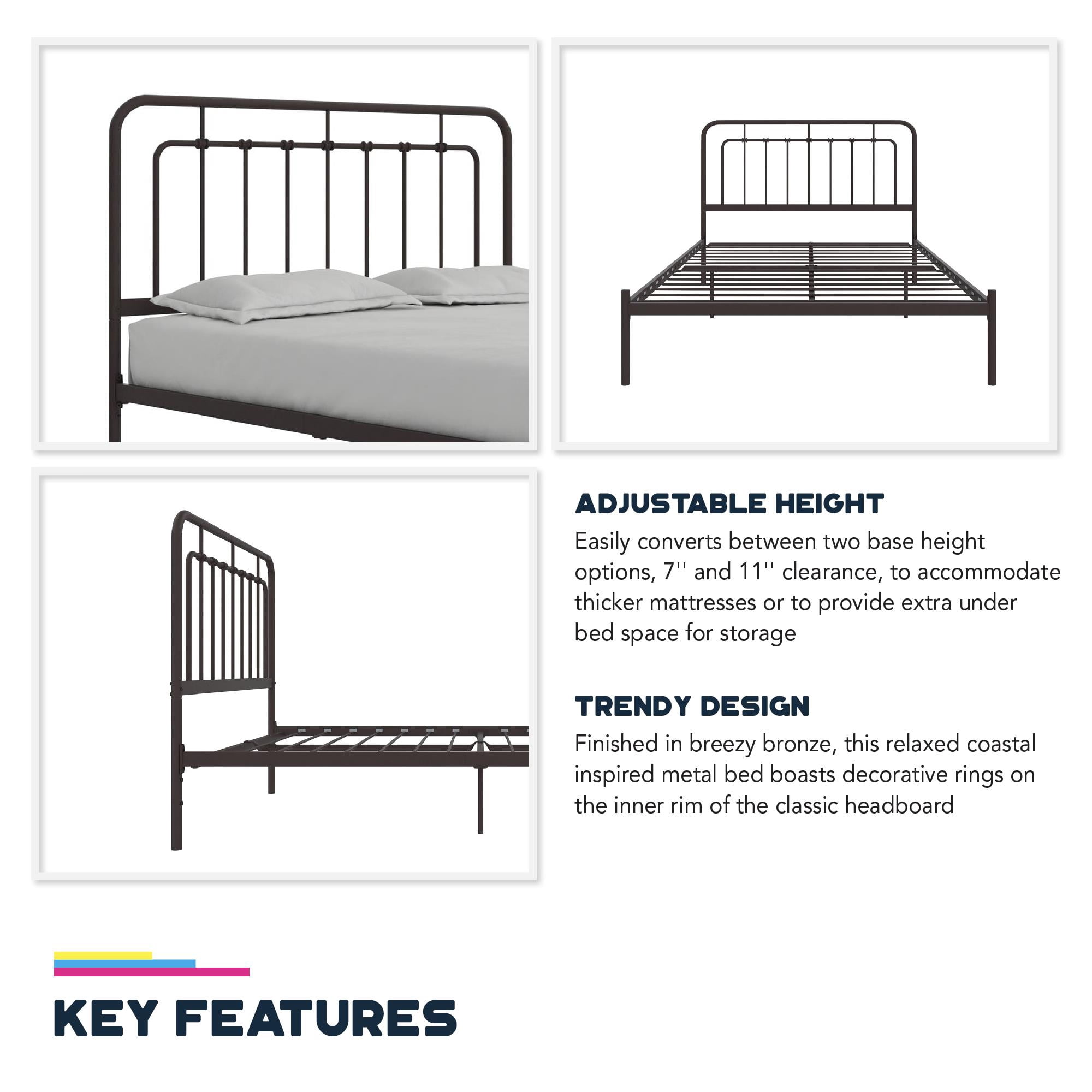 DHP Albany Metal Platform Bed Frame, Bronze, Full Size