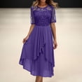 thumbnail image 2 of HNMKIU Plus Size Floral Print Chiffon Dress Short Sleeve Loose Fit for Evening and Daily Dresses for Women Purple,M, 2 of 5