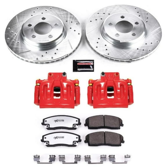 PowerStop Front Z26 Street Warrior Brake Pad and Rotor Kit with Red Powder Coated Calipers Fits: CHRYSLER DODGE Select Models KC1714A-26