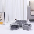 thumbnail image 6 of Unique Bargains Woven Storage Basket Shelf Storage Bin with Handle for Key Tray Bowl Grey, 6 of 8