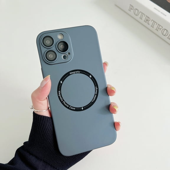 ELEHOLD for iPhone 13 Pro Max 6.7 inch Slim Case, Built-in Magnetic Ring Compatible with MagSafe Support Wireless Charging Lens Protective Film Screen Protection Anti-Scratch Shockproof Case,Gray