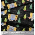 thumbnail image 3 of Soimoi Black Rayon Fabric House,Animals & Tree Christmas Print Fabric by the Yard 42 Inch Wide, 3 of 3
