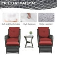 thumbnail image 4 of PARKWELL 5-Piece Outdoor Conversation Sets,Wicker Swivel Gliders with Ottomans,Side Table,Patio Seating Furniture with Red Cushions,Gray Wicker, 4 of 9