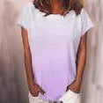 thumbnail image 1 of Femmes Tops Femmes Été Tops 2023 Femmes Décontracté Dégradé Couleur Manches Courtes T-Shirt Tunique Blouse Tops Violet M, 1 of 5