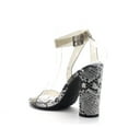 thumbnail image 6 of Cape Robbin Gen Women's Lucite Clear Strappy Block Chunky High Heel Open Peep Toe Sandal, Snake, 8, 6 of 7