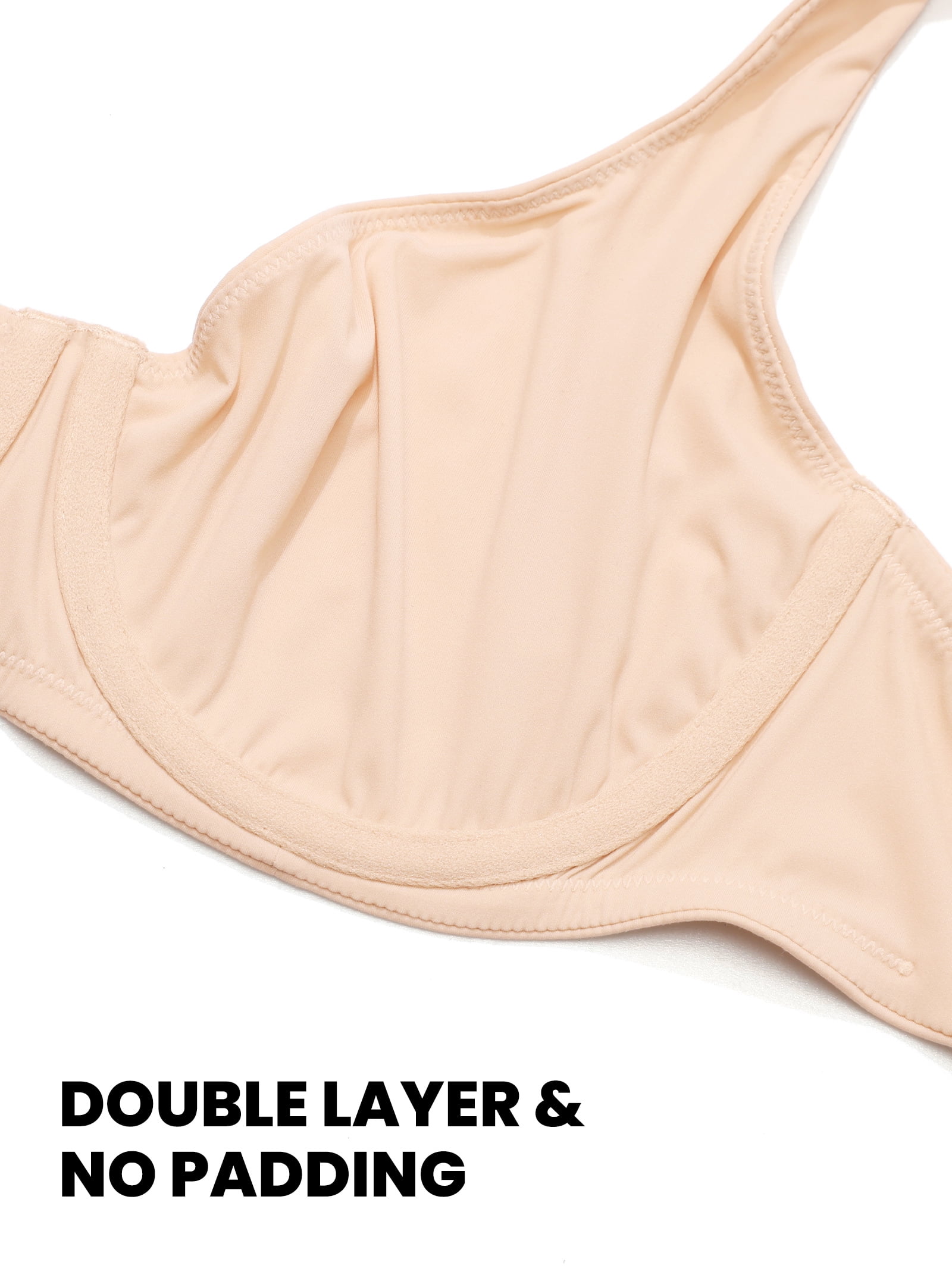 Women's Unlined Balconette Bra Underwire Supportive Plus Size Bras