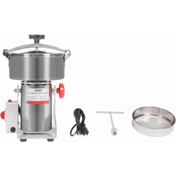 4500W Industrial Grain Grinder, 2500g(5.51lbs) Large Capacity 30000RPM, Commercial Flour Mill for Wheat/Rice/Nuts, Stainless Steel Food Grinder with Timer & Overload Protection