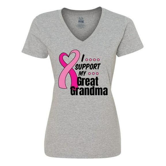Inktastic Breast Cancer Awareness I Support My Great Grandma Women's V-Neck T-Shirt