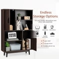 thumbnail image 5 of Bookshelf Cupboard Sideboard Storage Cabinet w/Door Shelf Espresso, 5 of 9