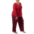 thumbnail image 2 of Fruit of the Loom Women's Beyond Soft Long Sleeve Waffle Top and Flannel Bottom Pajama Set, Sizes S-4X, 2 of 14