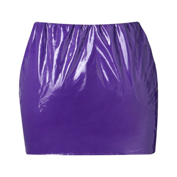 AAOMASSR Women Bright Color Leather Skirts Hot Bodycon Slim Micro Mini Skirt Evening Party Clubwear
