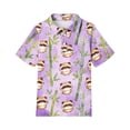 thumbnail image 4 of Girls T Shirts Short Sleeve Henley Cute Cartoon Animal Print Polo Shirts Button Closure Active Comfy Back to School Uniform, 130, 4 of 5