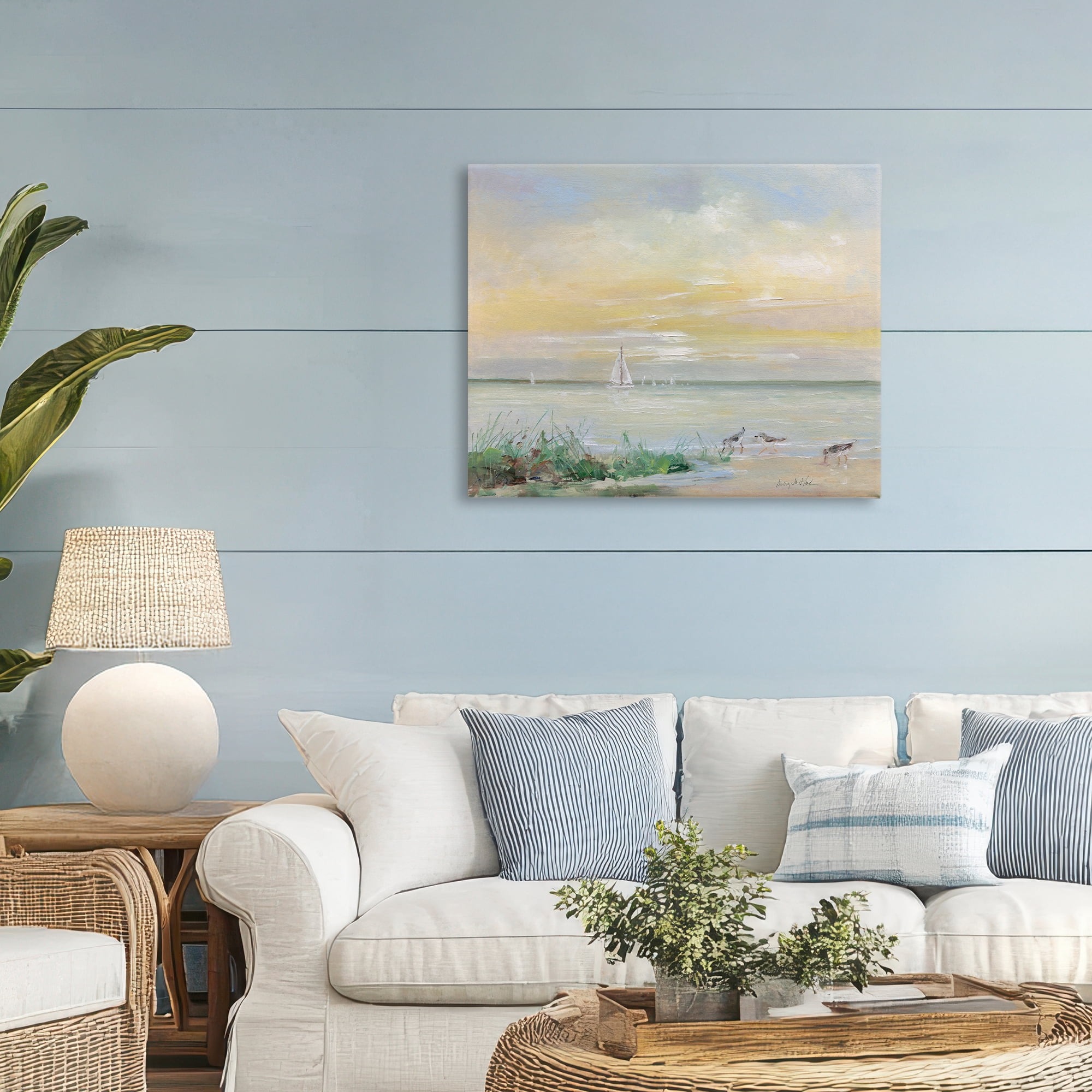 Stupell Industries Sailboats & Sanderlings Shore Canvas Wall Art, design by Sally Swatland