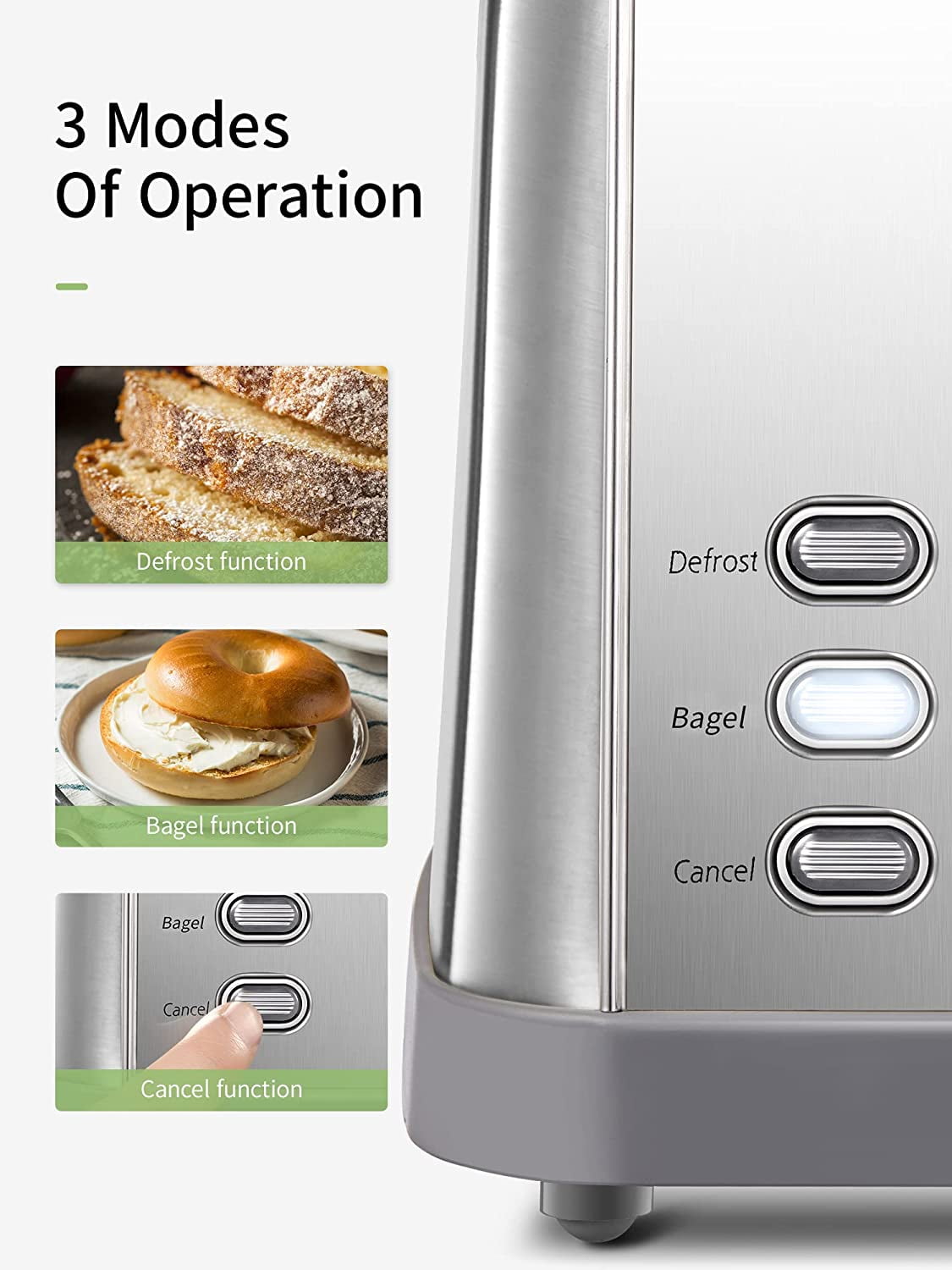 Yabano Toaster 4 Slice, Extra Wide Slots, Stainless Steel with High Lift Lever