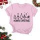 thumbnail image 1 of Puntoco Camiseta de manga corta con cuello redondo y estampado navideño para mujer Camiseta de manga corta con cuello redondo, 1 of 4