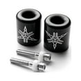 thumbnail image 2 of Krator Black "Tuning Forks" Logo Engraved Bar Ends Weights Sliders Compatible with YAMAHA YZF R1 R6 FJR 1300 (1998-2012), 2 of 3