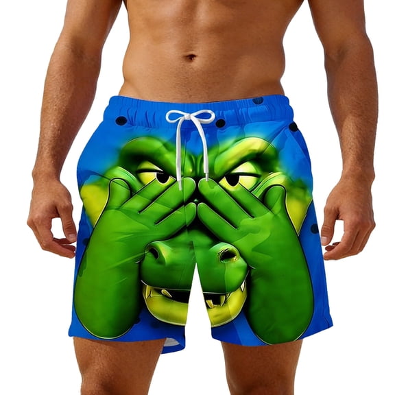 FUZHIQ Swim Shorts Men 3xl Fashion Hawaiian Print Quick Dry 4th Of July Swim Trunks with Pockets Upf 50 Sun Protection Beach Wear,S