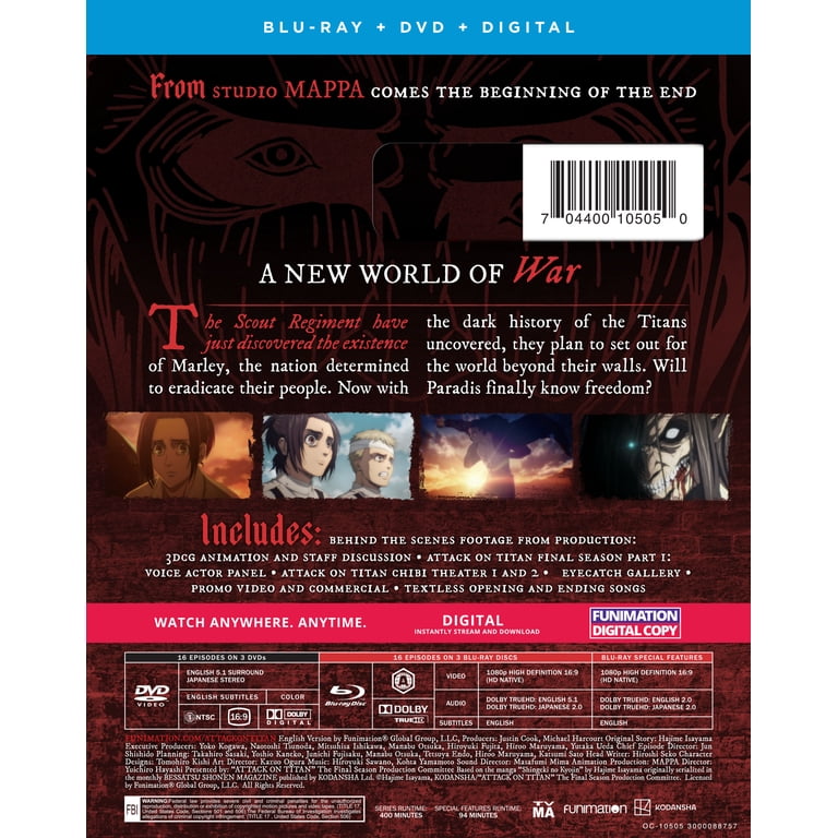 Attack On Titan: The Final Season, Part 1 (Blu-Ray + DVD + Fun
