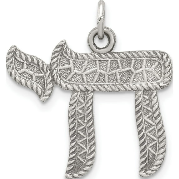 Sterling Silver Antiqued Chai Pendant (19 X 21) Made In United States qc5916