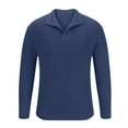 thumbnail image 3 of Lovskoo Men's Sweaters Pullover Stand Collar Elastic Solid Color Knit Tops Long Sleeve Sweater Dark Blue, 3 of 5