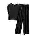 thumbnail image 2 of Womens Summer Slim Oversized Casual Loose Round Neck Versatile Slimming Pajama Set, 2 of 9