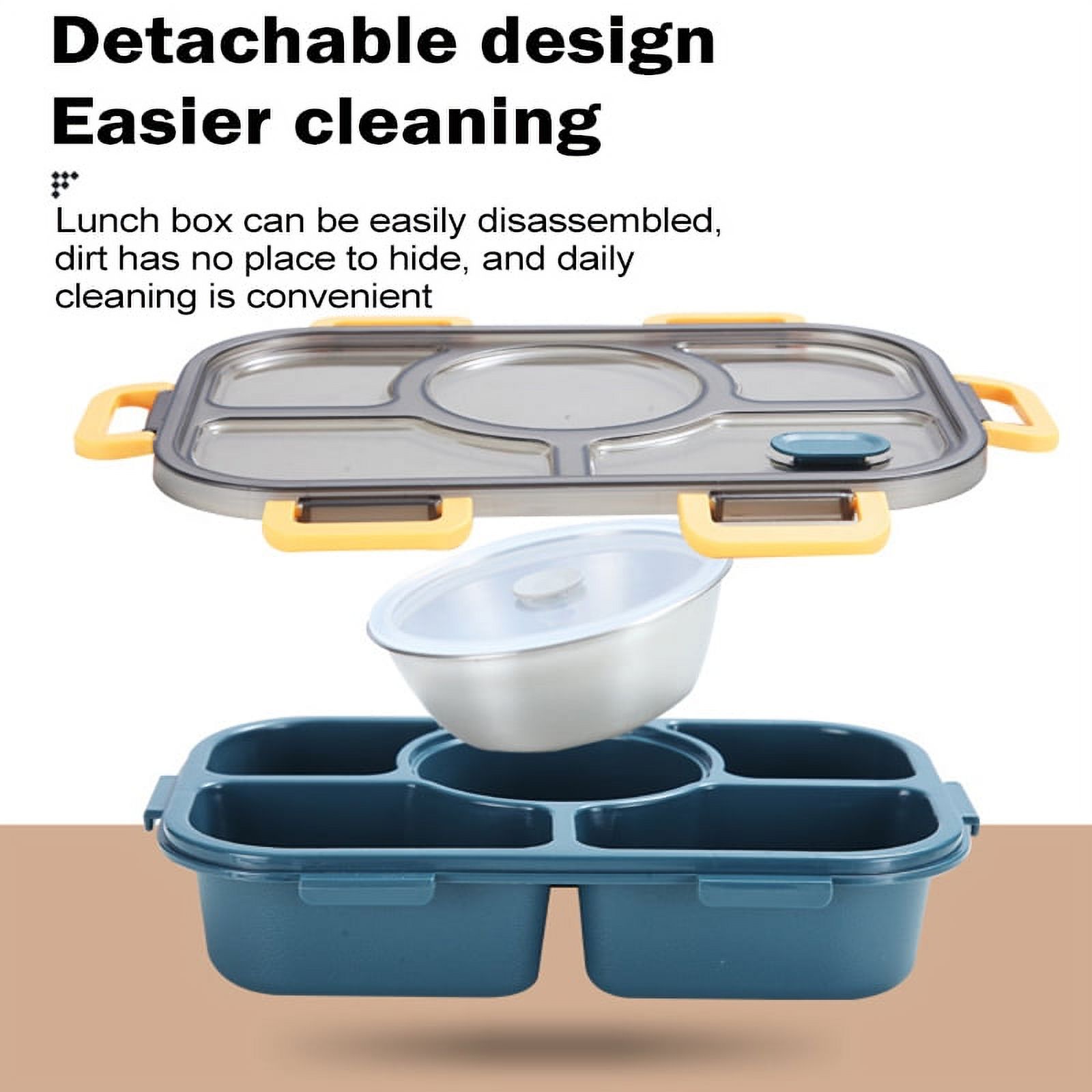 1pc 5-compartment School & Office Lunch Box, Portable Meal Prep Container  With Dividers, Perfect For Students And Office Workers