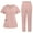 Pink, variant on Scrubs for Women Set V-Neck Top & Pants Medical Scrubs Nurse Uniform Clinical Modern Suit with 3 Pockets