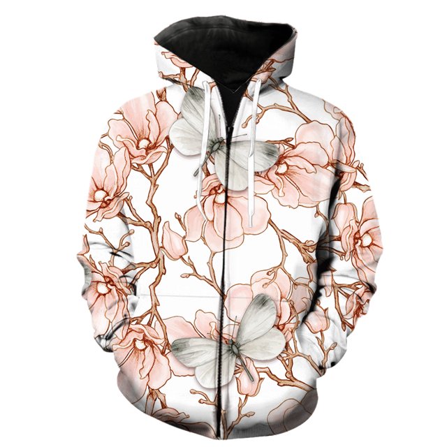 Sudadera con capucha y cremallera de manga larga con diseño de mariposa de dibujos animados para hombre, estilo hip hop, ropa de calle, genial, 2024, gran oferta, sudaderas con estampado 3D.