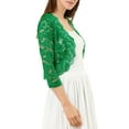 thumbnail image 4 of DARING DIVA 3/4 Sleeve Sheer Floral Lace Shrug Top XL Green, 4 of 6