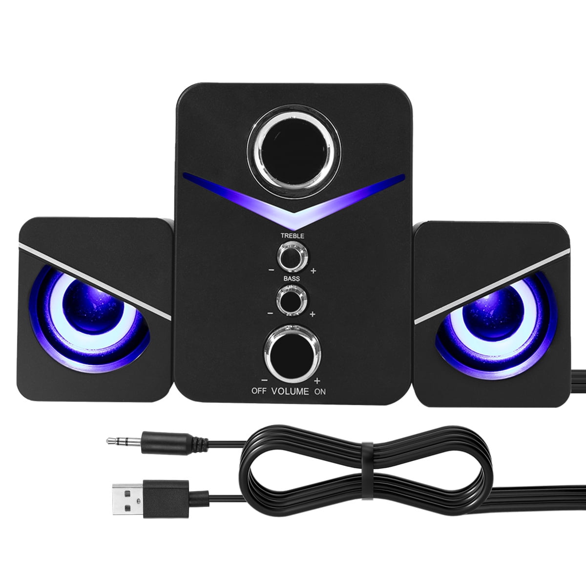 Curuk USB Wired Computer Speakers System Stereo heavy Bass Subwoofer LED For Desktop Laptop PC TV