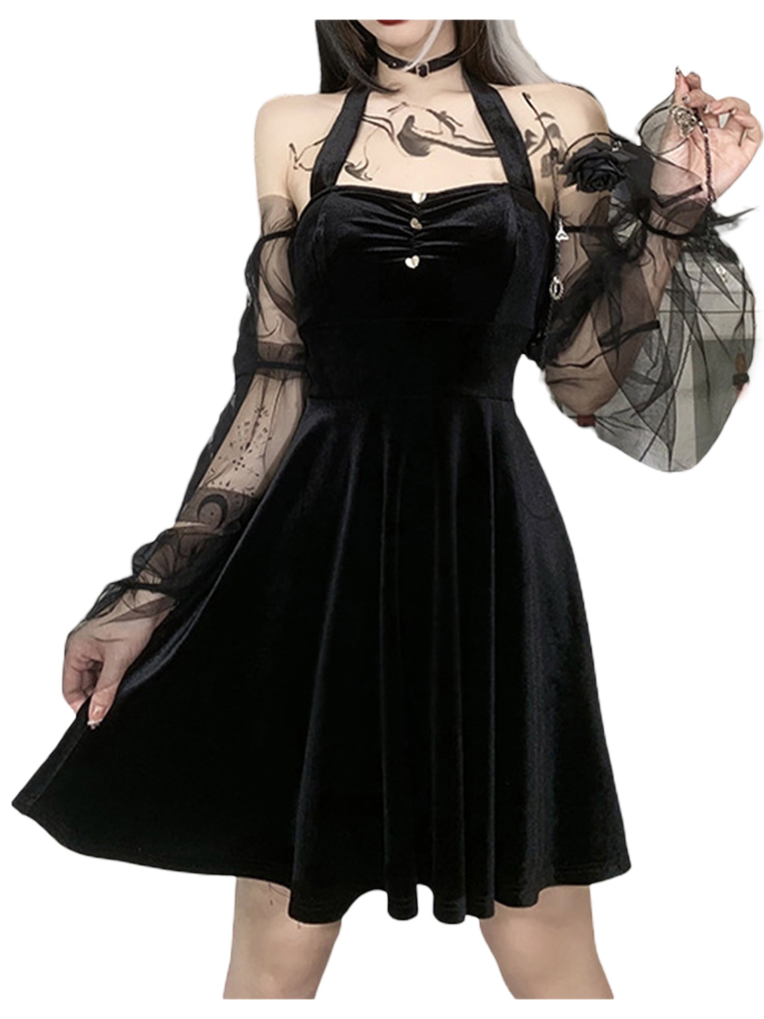 QILINXUAN Womens Gothic Mini Tie Up 