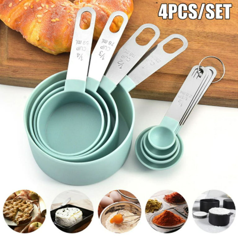 8 Pc Teal Measuring Cups w/Nylon Cups & SS Handles