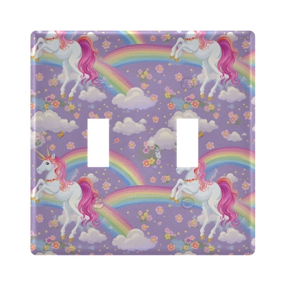 2 Gang Switch Covers Unicorns and Rainbows Light Wall Plate Home Faceplate Switch Plates 4.56”x4.48”