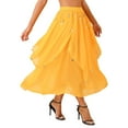 thumbnail image 6 of Doomiva Women Belly Dance Skirts Dance Chiffon Skirt with Coin Party Layered Dancing Skirt Yellow One Size, 6 of 7